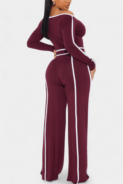Shelley | Contrast-Stripe Top & Trouser Set