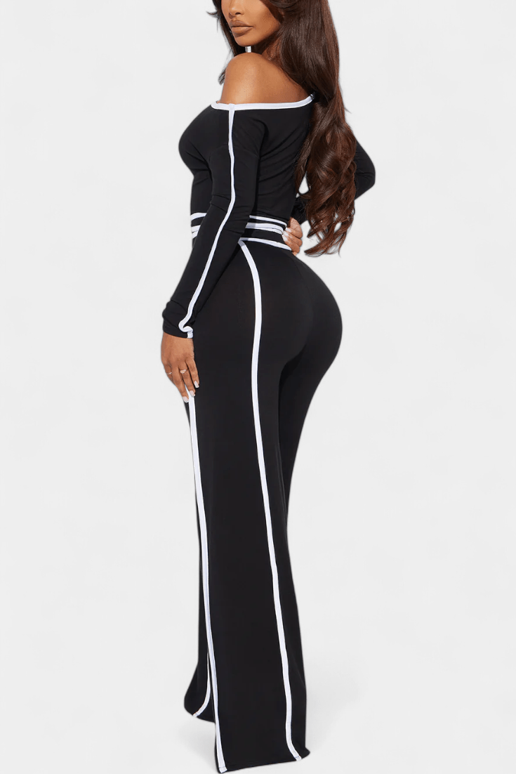 Shelley | Contrast-Stripe Top & Trouser Set