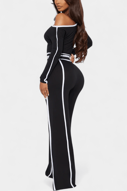 Shelley | Contrast-Stripe Top & Trouser Set