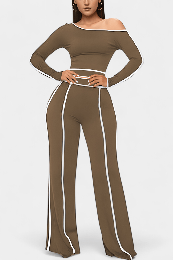Shelley | Contrast-Stripe Top & Trouser Set