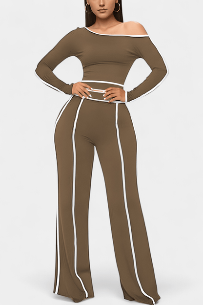 Shelley | Contrast-Stripe Top & Trouser Set