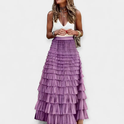 Shona | Tiered White Maxi Skirt