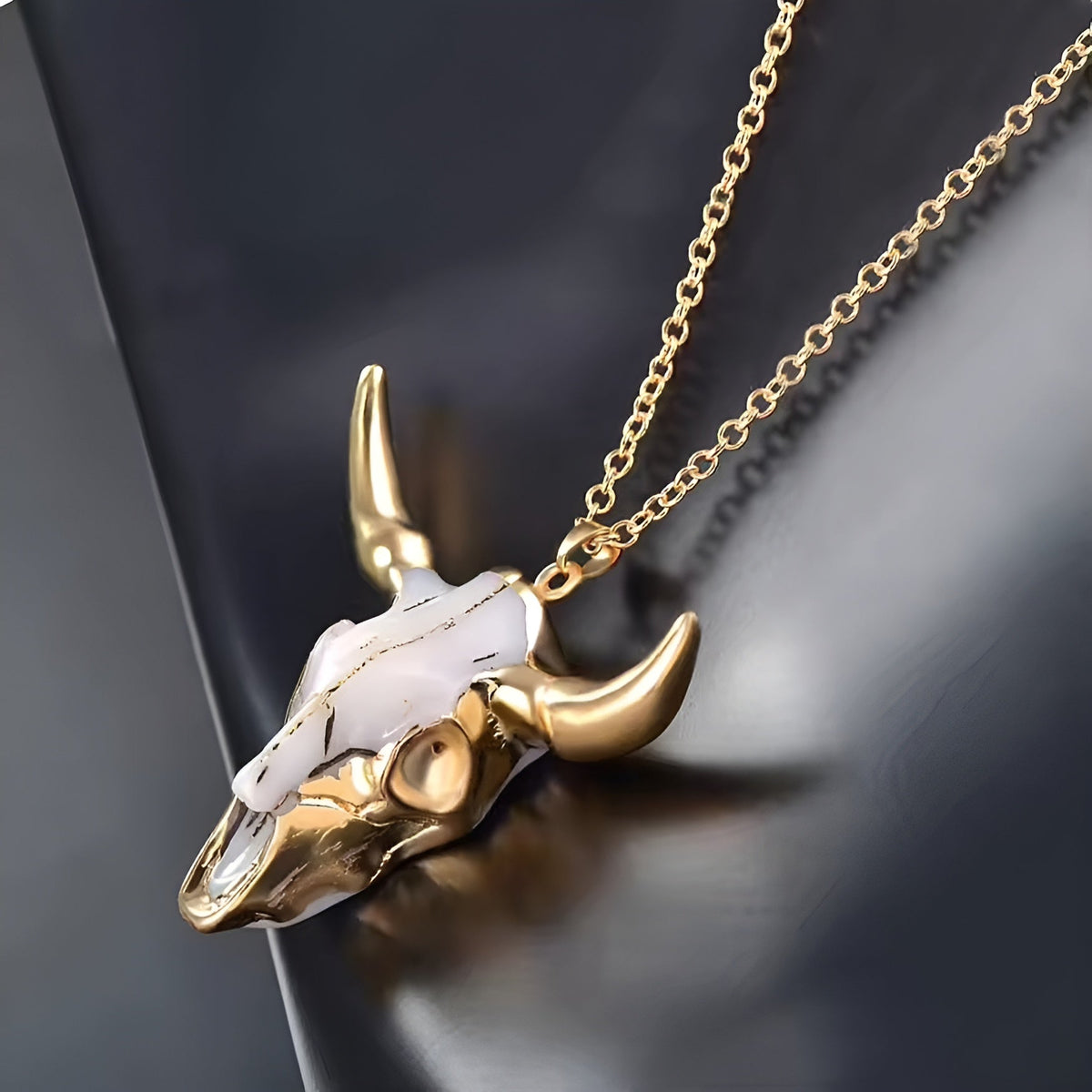 Taylor | Bull Skull Pendant Necklace