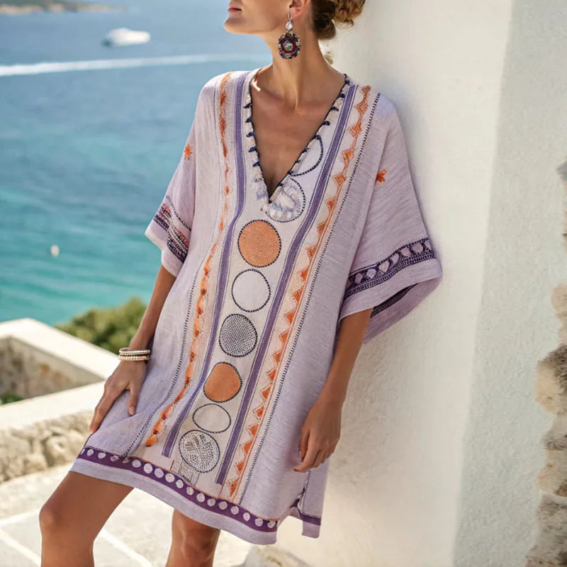 Lucy | Boho Print Relaxed Linen Dress