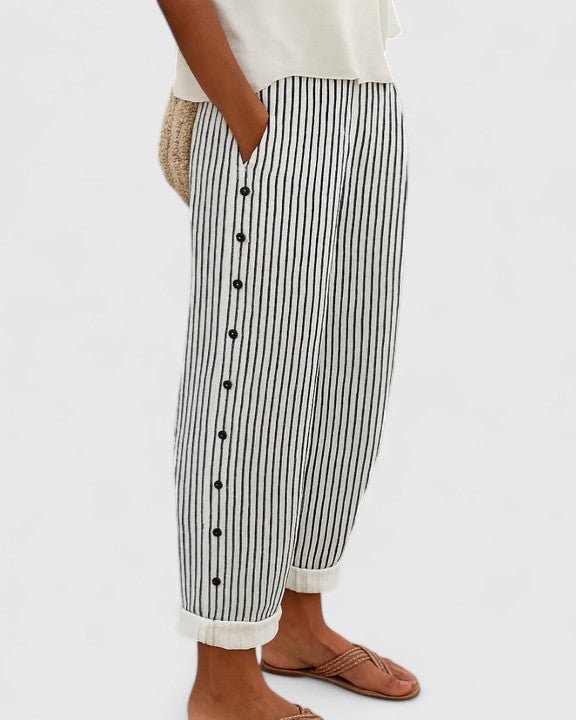 Charmaine | Blue Striped Cropped Trousers
