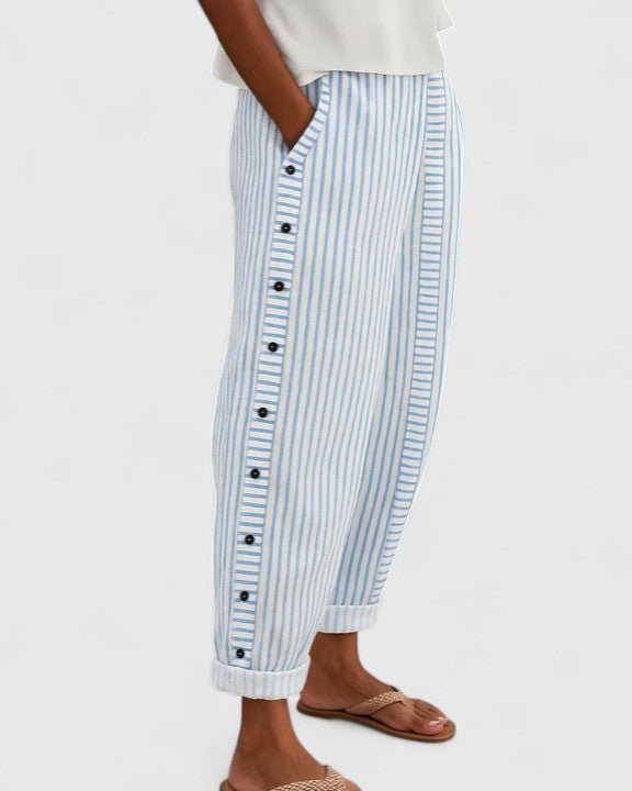 Charmaine | Blue Striped Cropped Trousers