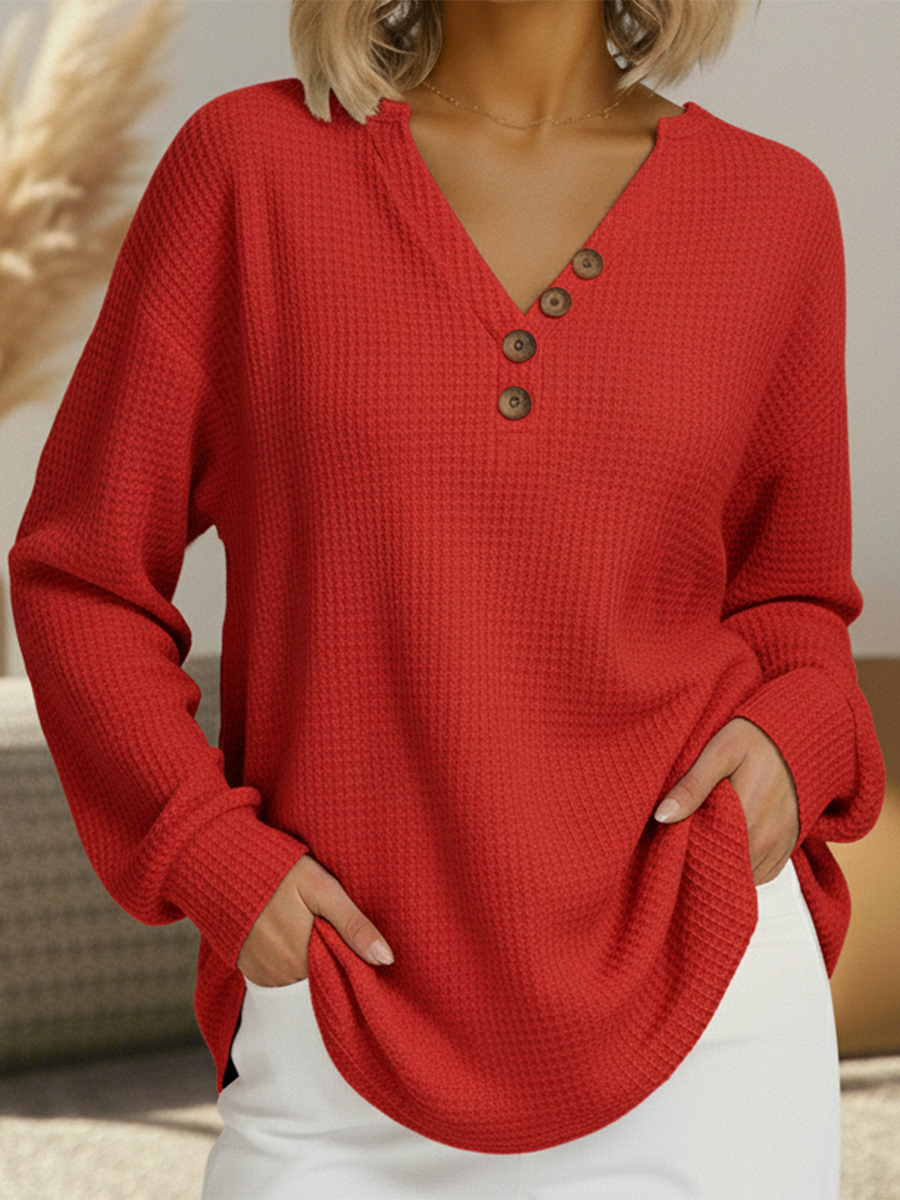 Wendy | Plain V-Neck Knit Jumper