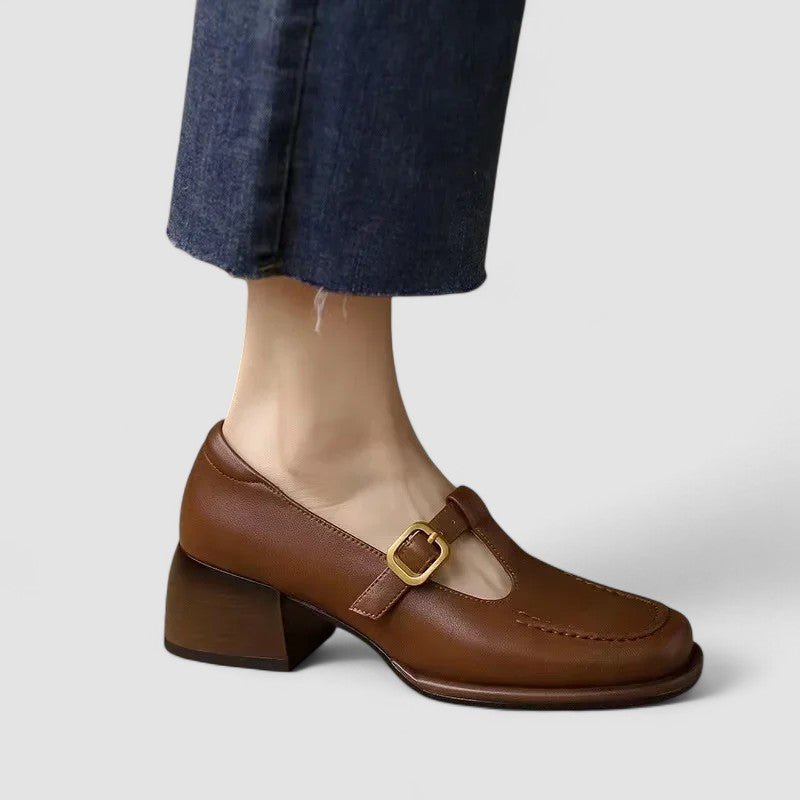 Cerys | Brown Two-Tone Mary Jane Shoes