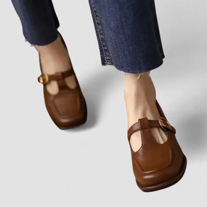Cerys | Brown Two-Tone Mary Jane Shoes