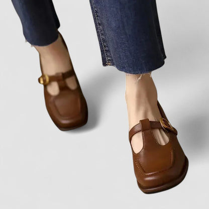 Cerys | Brown Two-Tone Mary Jane Shoes