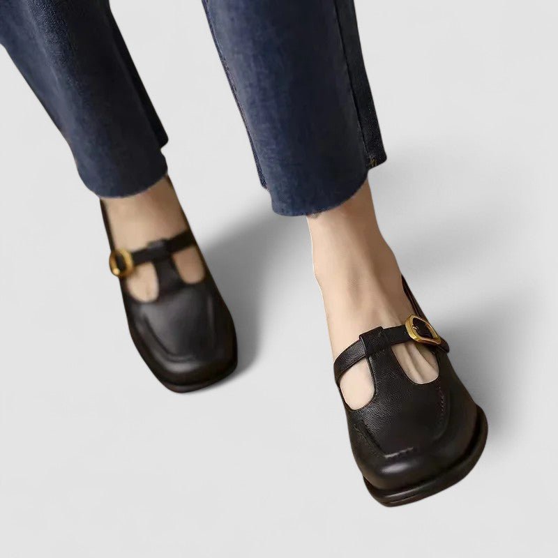 Cerys | Brown Two-Tone Mary Jane Shoes