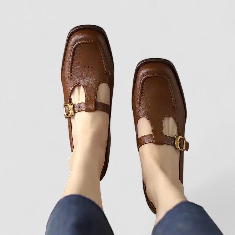 Cerys | Brown Two-Tone Mary Jane Shoes