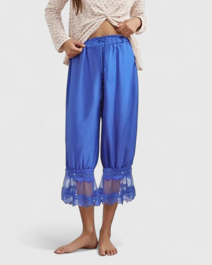 Cerys | Blush Lace-Trim Cropped Trousers