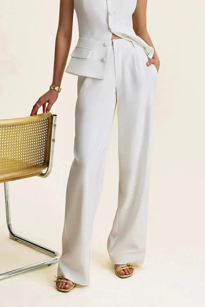 Cerys | Longline Waistcoat & Wide-Leg Trouser Set