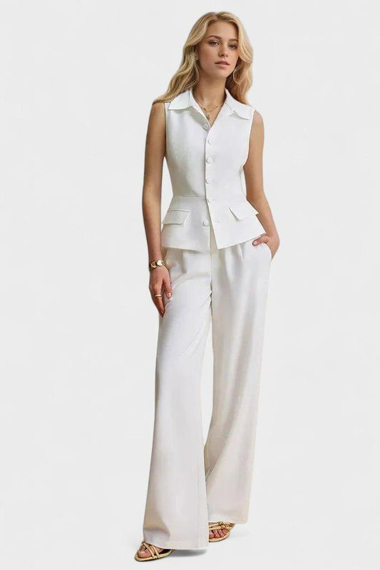 Cerys | Longline Waistcoat & Wide-Leg Trouser Set