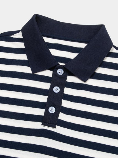 Simon | Navy Striped Polo Shirt