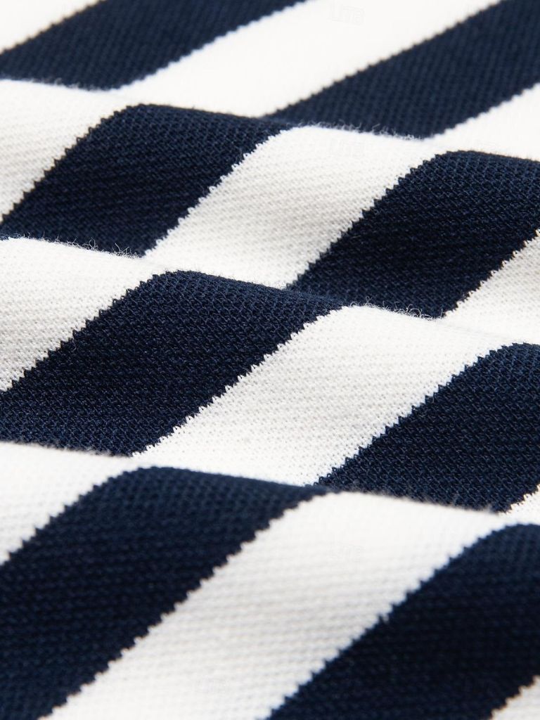 Simon | Navy Striped Polo Shirt