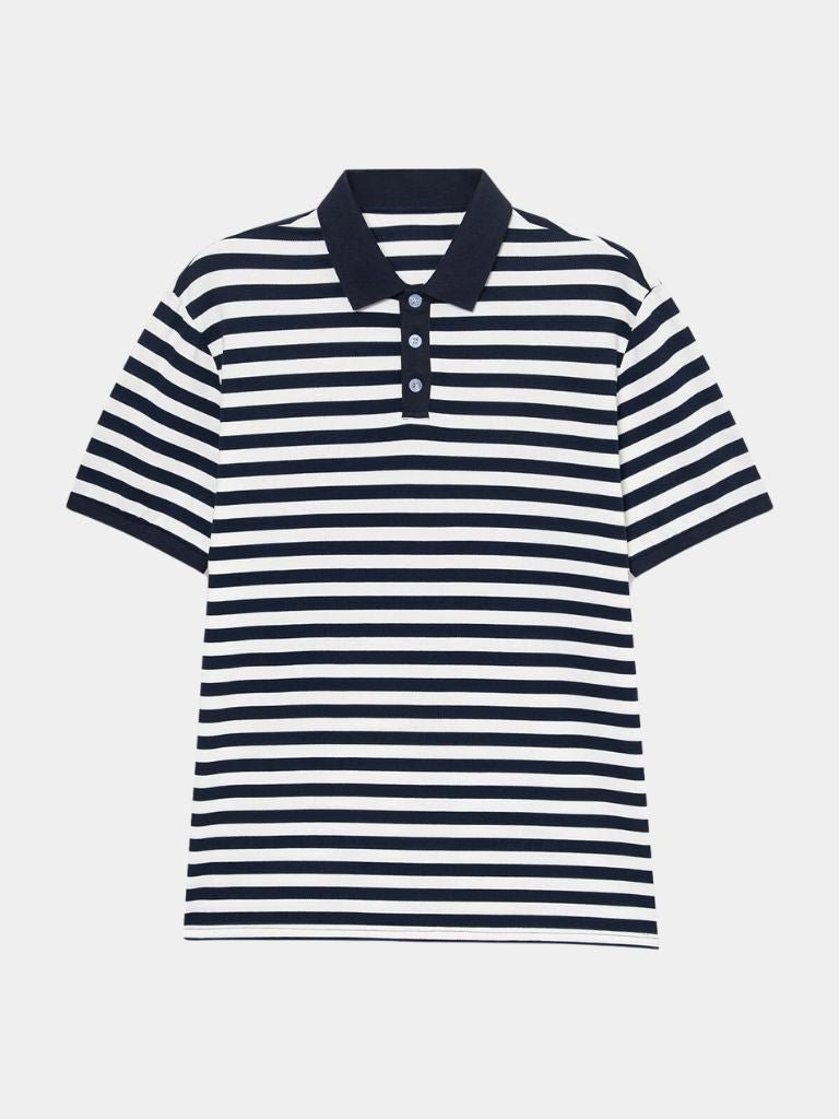Simon | Navy Striped Polo Shirt