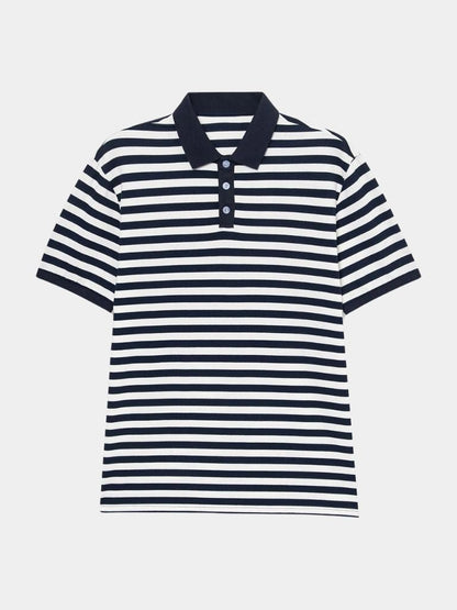 Simon | Navy Striped Polo Shirt