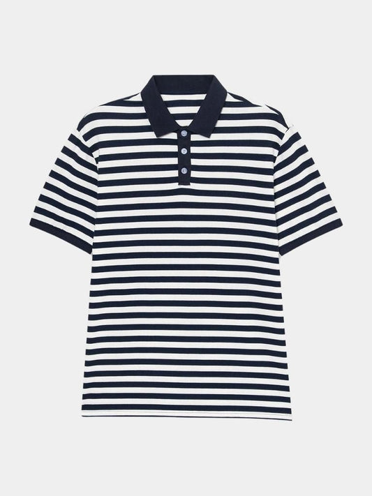 Simon | Navy Striped Polo Shirt