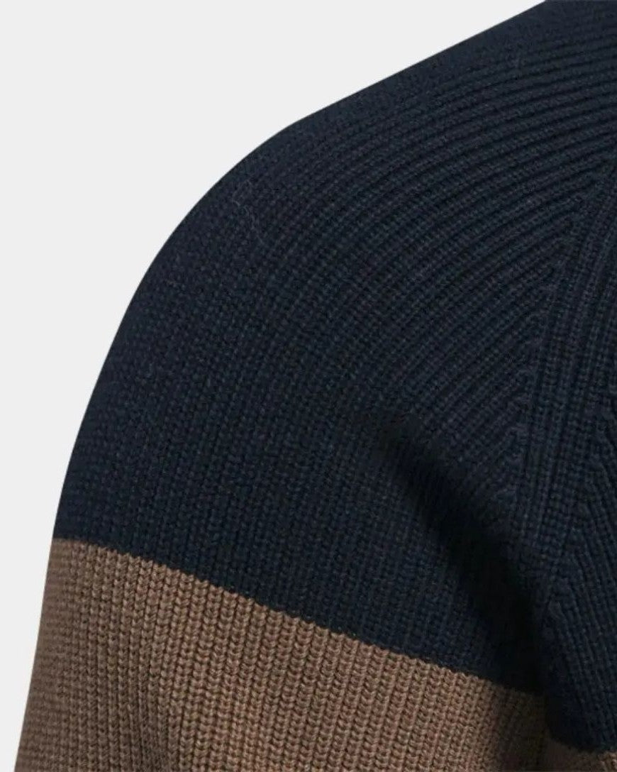 Simon | Colour-Block Zip-Front Knit Jacket