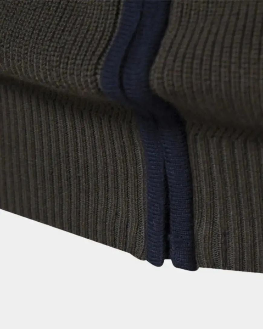 Simon | Colour-Block Zip-Front Knit Jacket