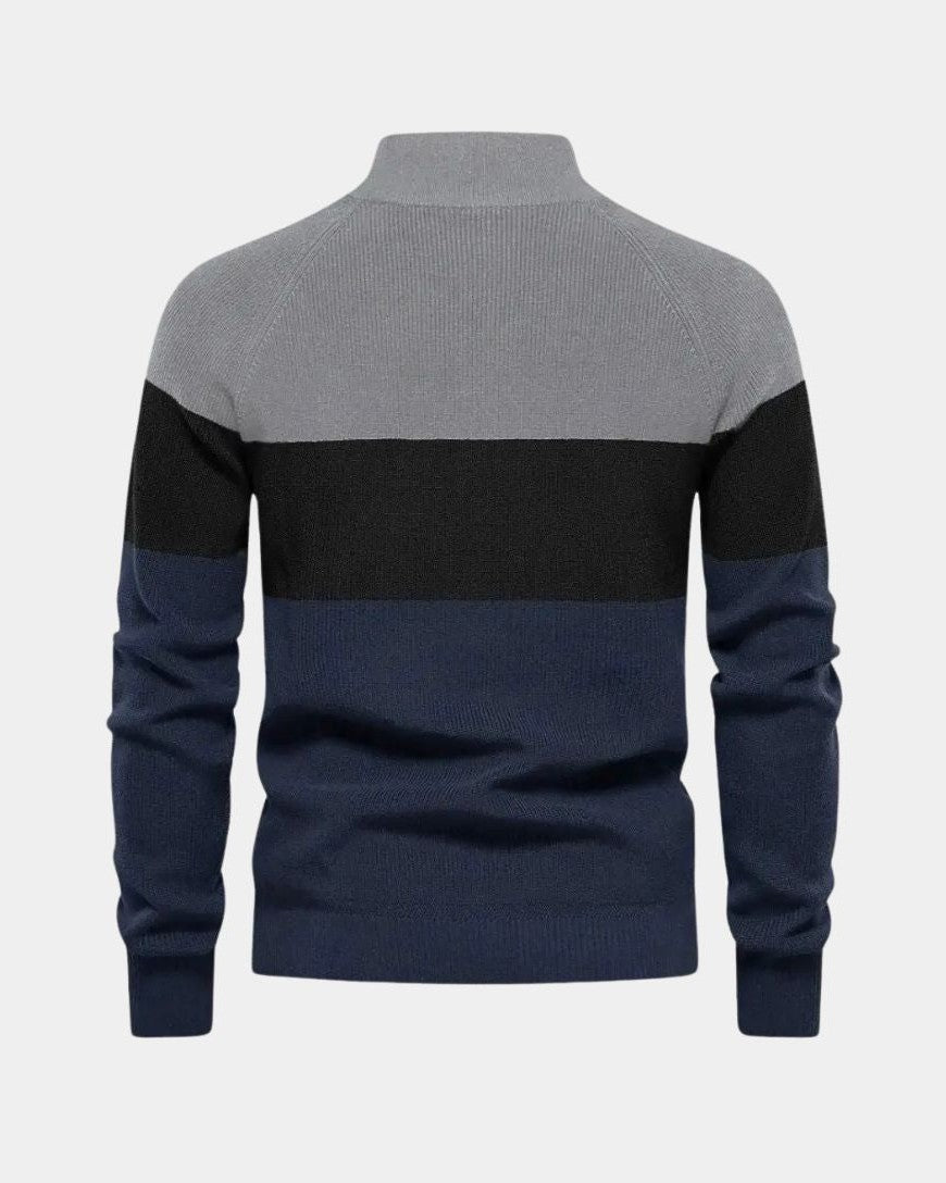 Simon | Colour-Block Zip-Front Knit Jacket