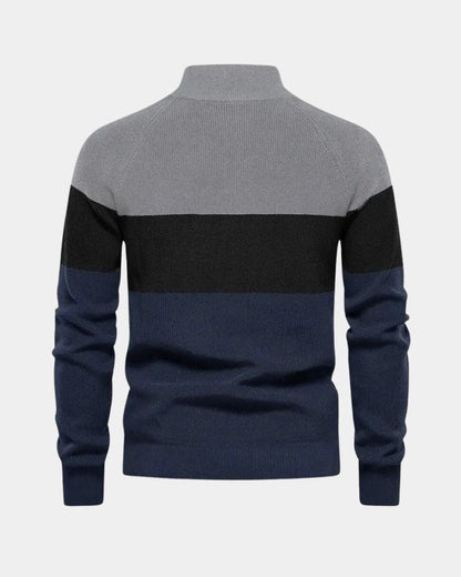 Simon | Colour-Block Zip-Front Knit Jacket