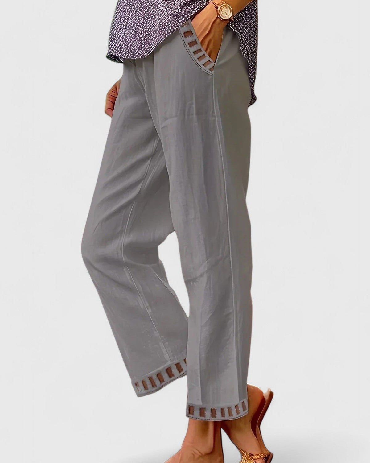 Skyla | Grey Relaxed Straight-Leg Trousers