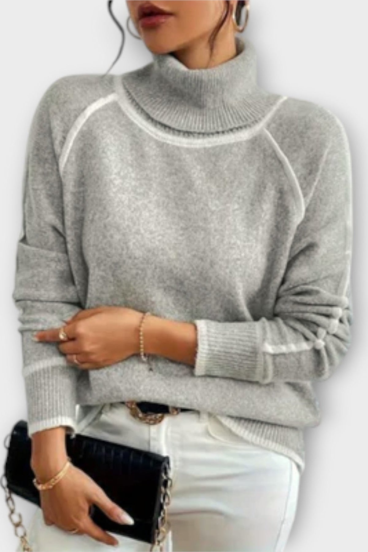 Sofia | Grey High-Neck Jumper