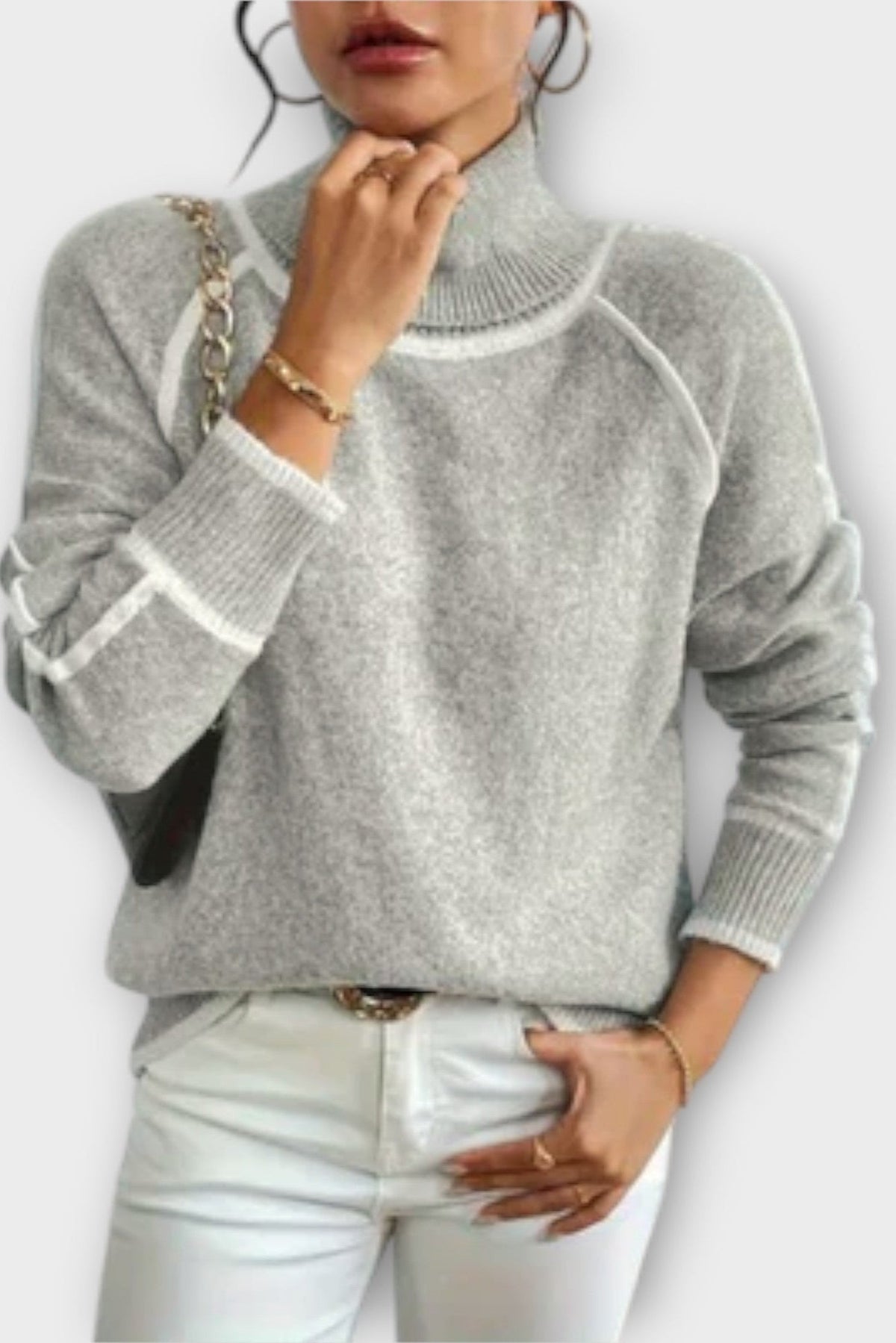 Sofia | Grey High-Neck Jumper