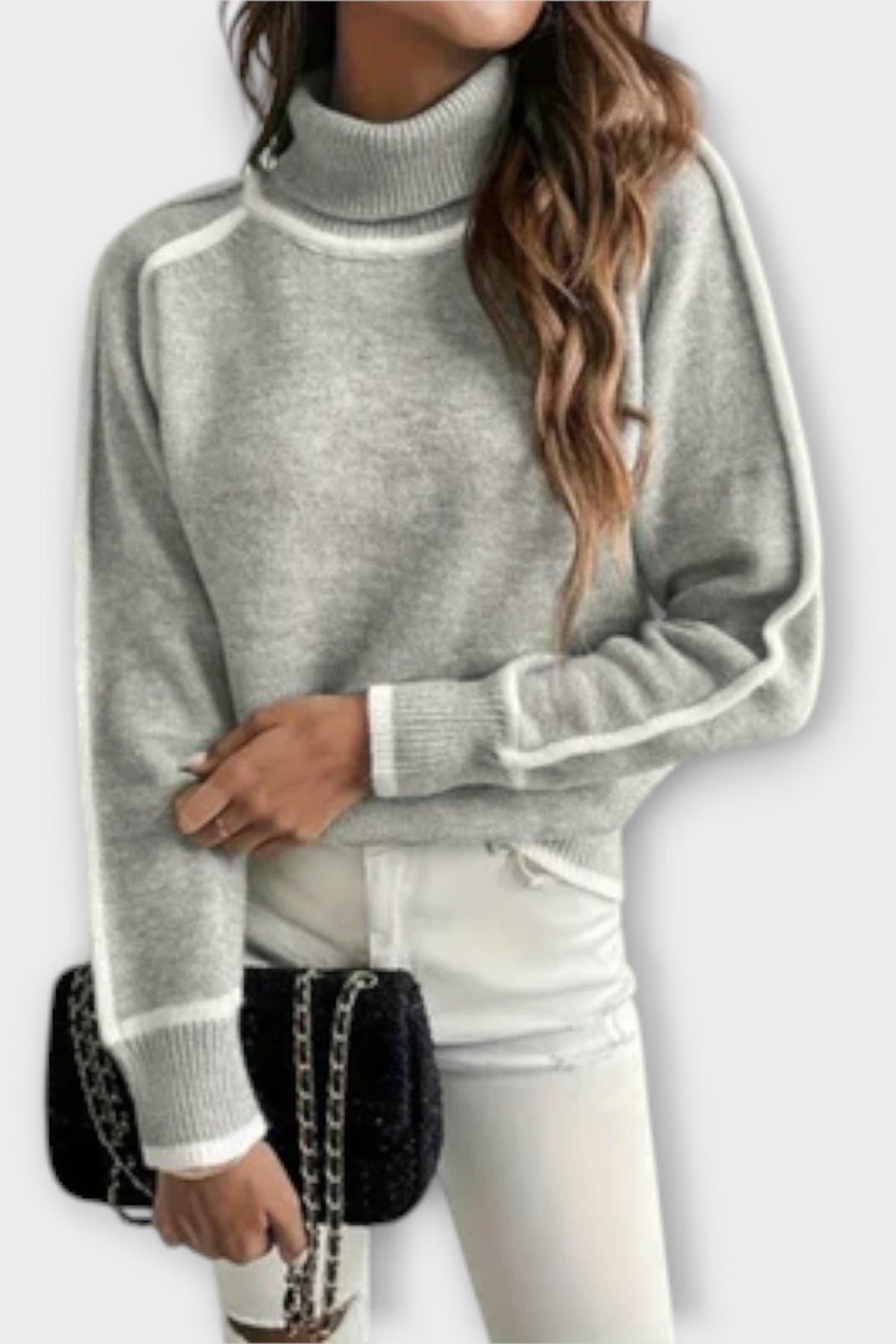 Sofia | Grey High-Neck Jumper