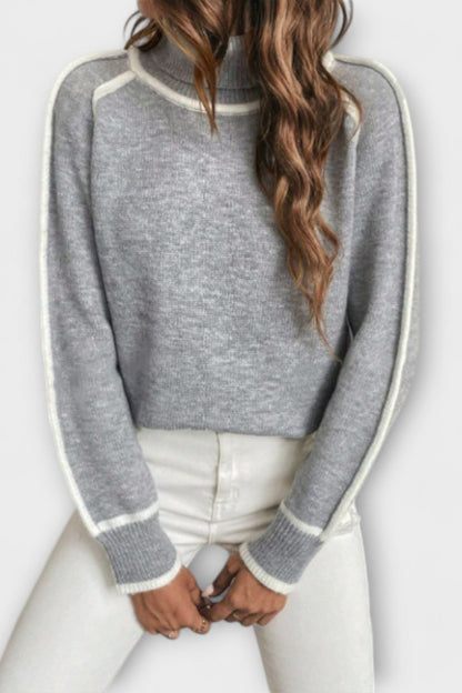 Sofia | Grey High-Neck Jumper