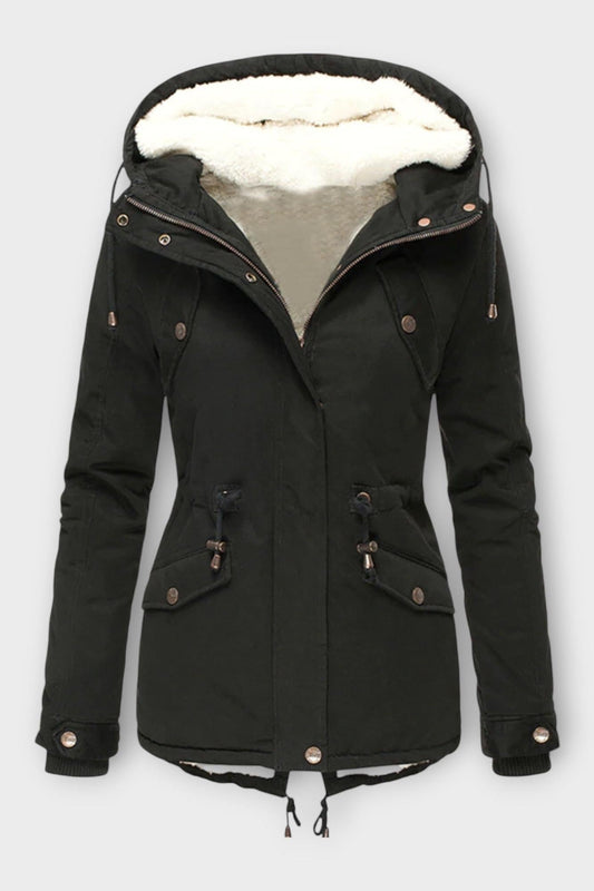 Sofia | Black Hooded Drawstring Jacket