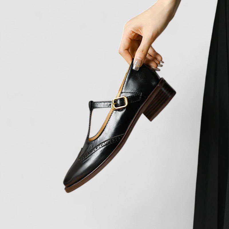 Sofia | Cream Brogue Mary Jane Shoes