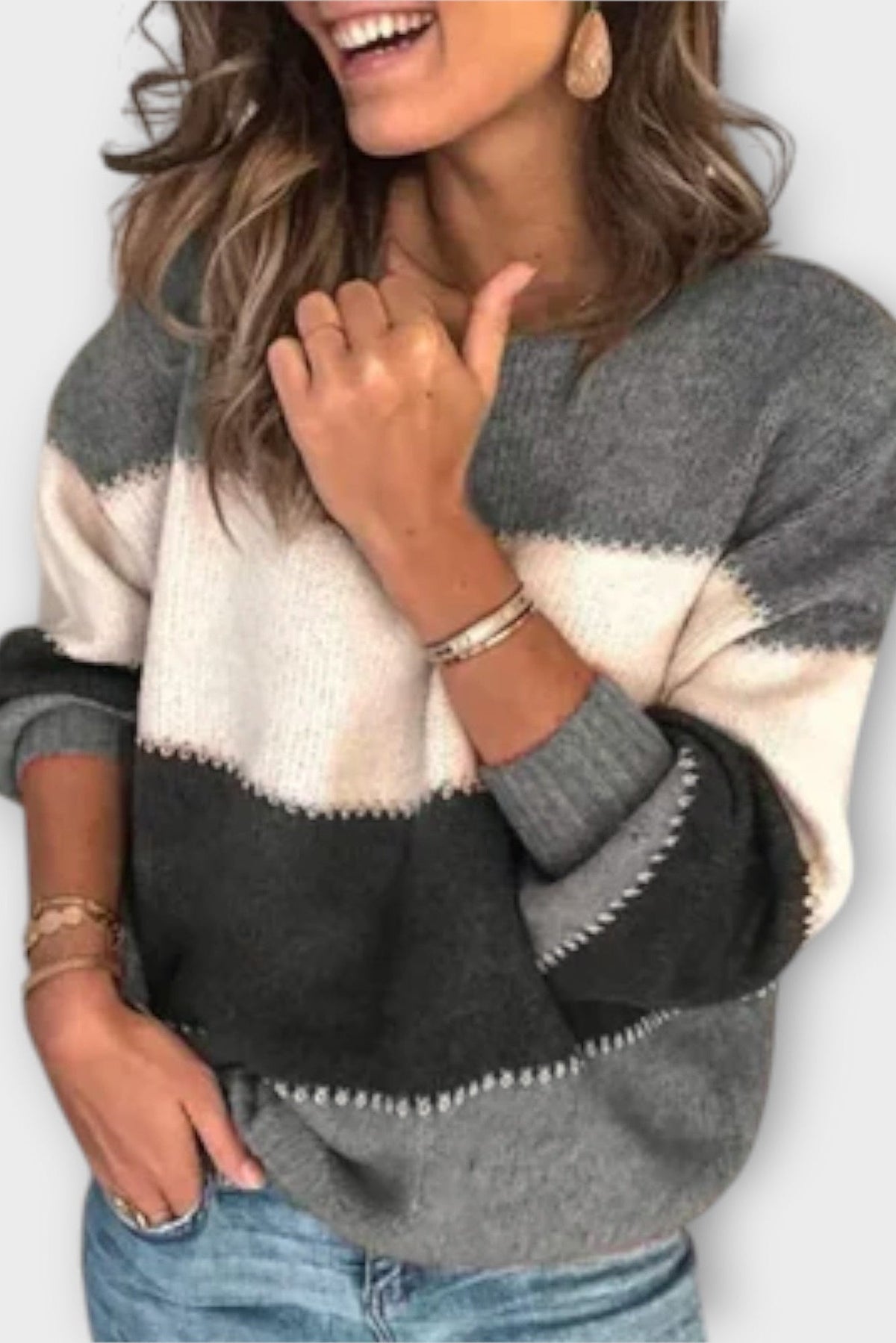 Sofia | Olive Colour-Block Jumper