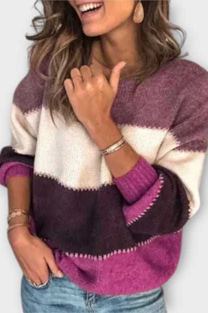 Sofia | Olive Colour-Block Jumper