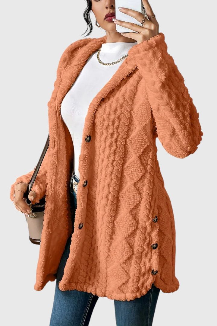 Sofia | Long Cream Cable-Knit Cardigan
