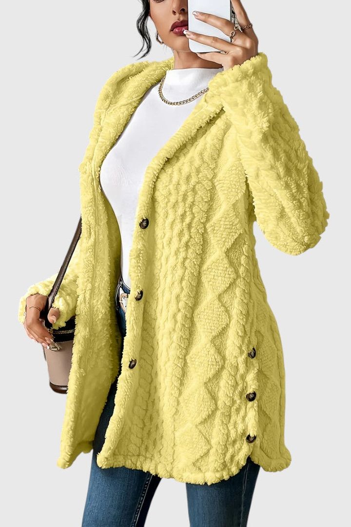 Sofia | Long Cream Cable-Knit Cardigan
