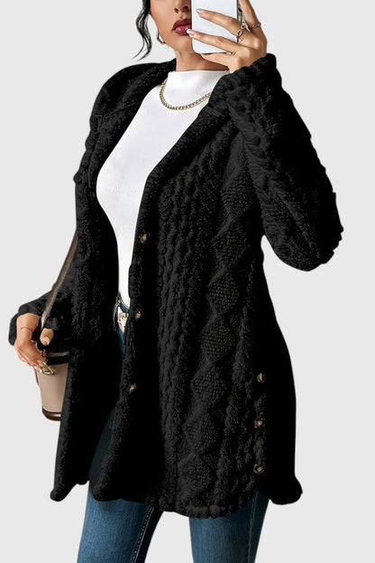 Sofia | Long Cream Cable-Knit Cardigan