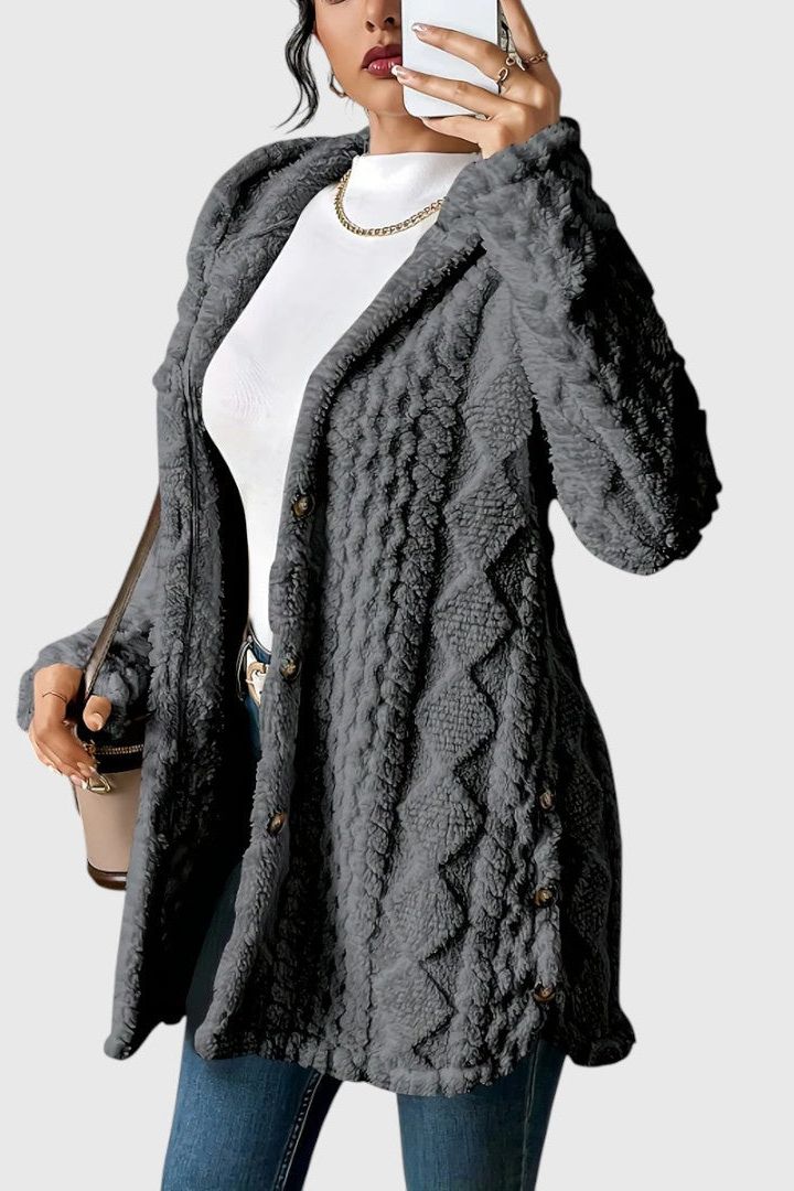 Sofia | Long Cream Cable-Knit Cardigan