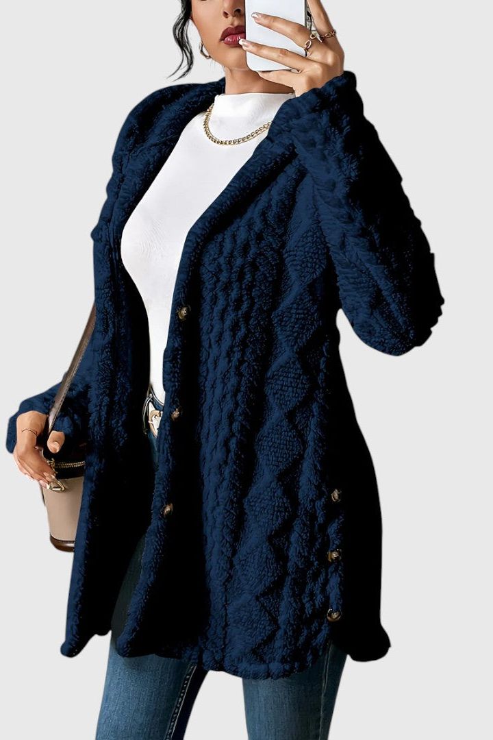 Sofia | Long Cream Cable-Knit Cardigan