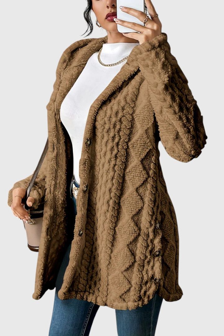 Sofia | Long Cream Cable-Knit Cardigan