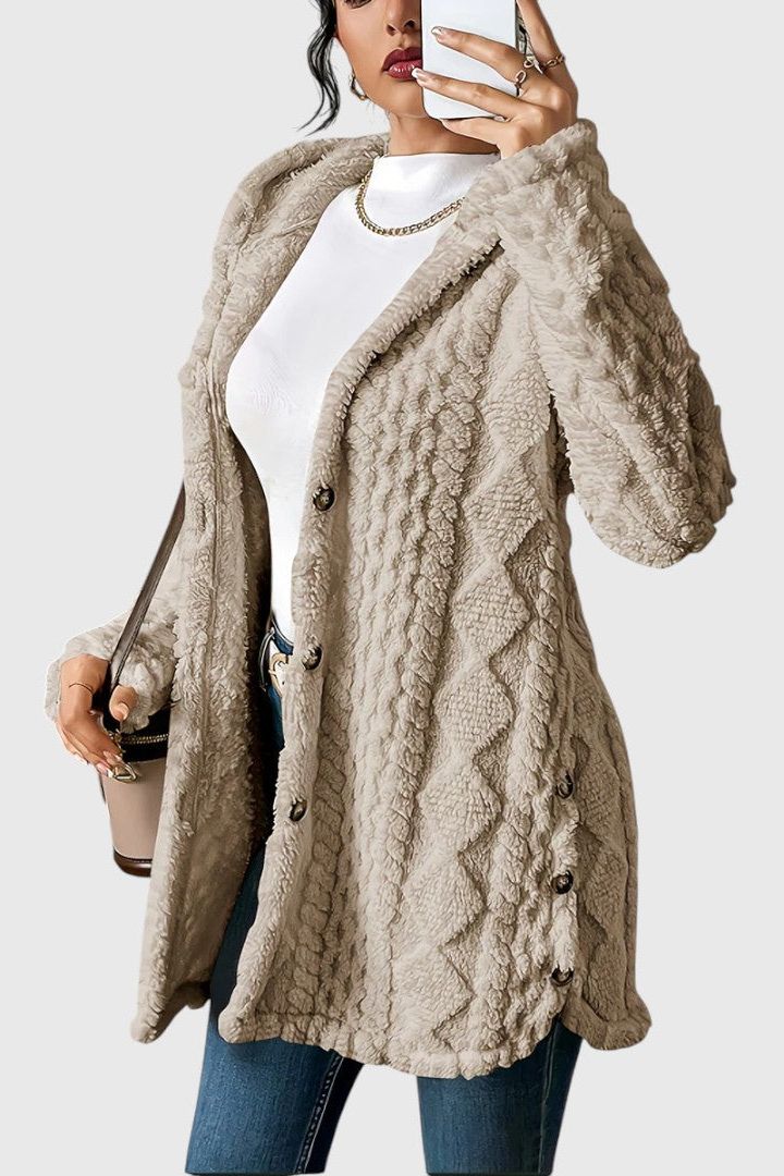 Sofia | Long Cream Cable-Knit Cardigan