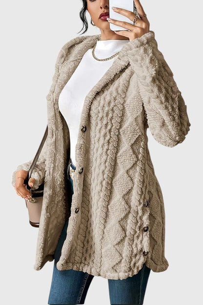 Sofia | Long Cream Cable-Knit Cardigan