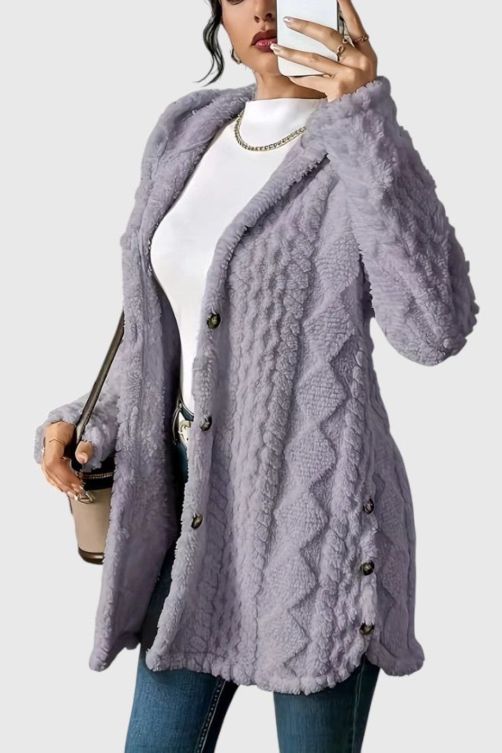 Sofia | Long Cream Cable-Knit Cardigan