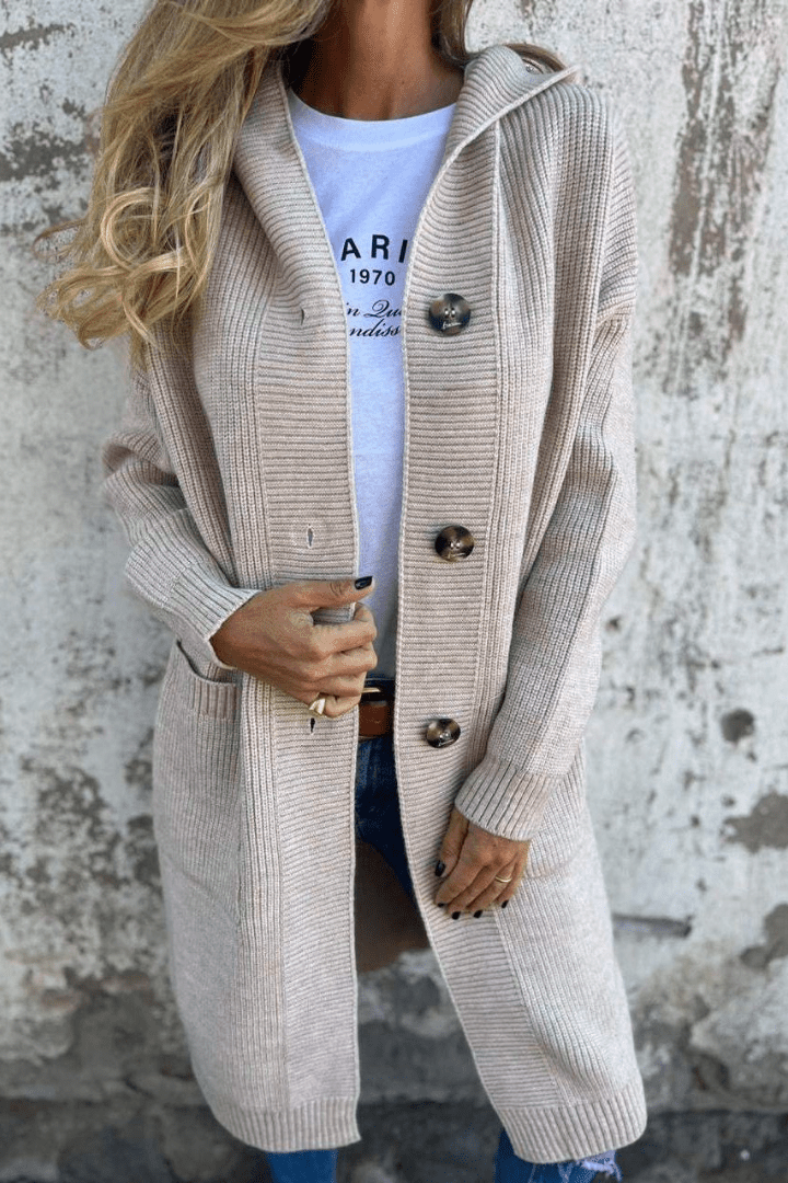 Sophie | Long Grey Hooded Cardigan