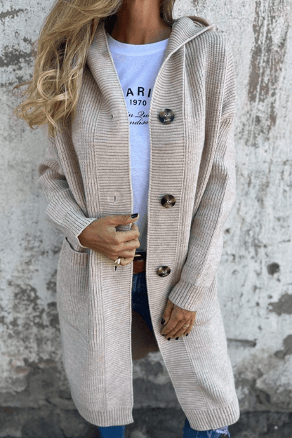 Sophie | Long Grey Hooded Cardigan