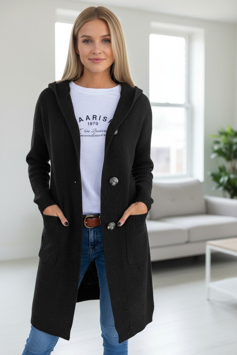 Sophie | Long Grey Hooded Cardigan