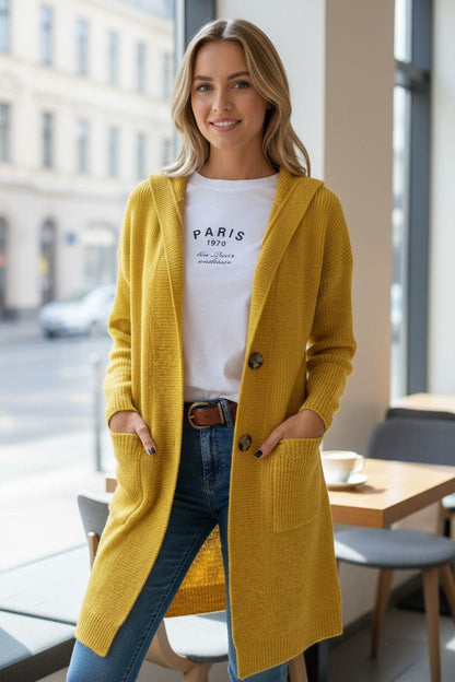 Sophie | Long Grey Hooded Cardigan